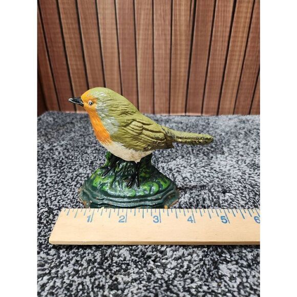 Vintage Cast Iron White Goose and Robin Bird Wedge Door Stopper - Picture 8 of 9